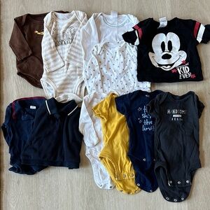 Kids Onesie and shirt Set - Black, White, Yellow, Brown, Blue